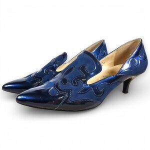 Bellini Bengal Womens Pumps Faux Suede Metallic Navy Blue Pointed Toe Size 11M